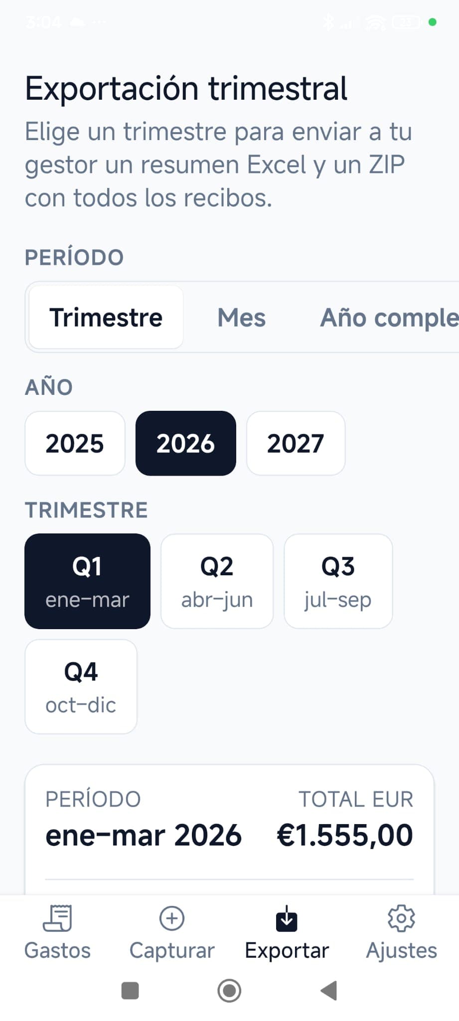 Elige el trimestre